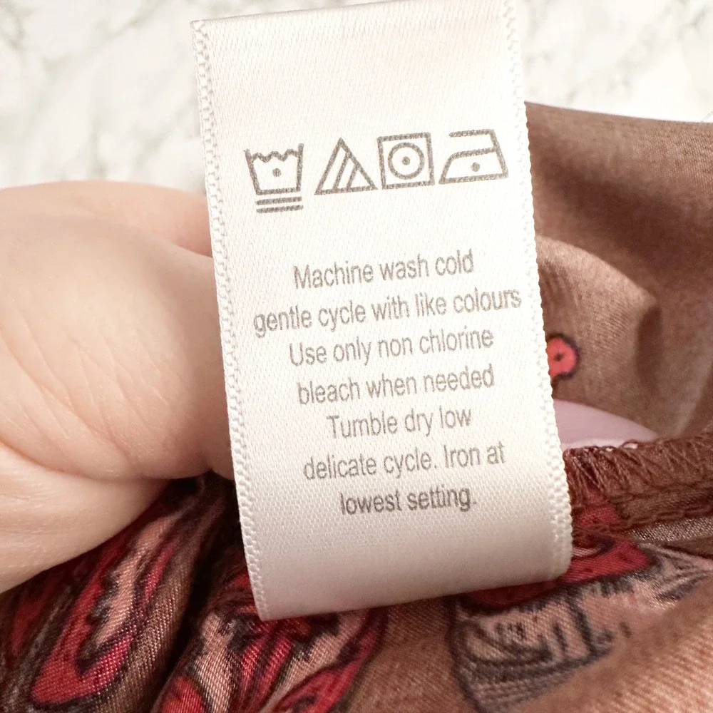 Midnight Bakery Spaghetti Strap Western Print Brown Satin Camisole Size Medium